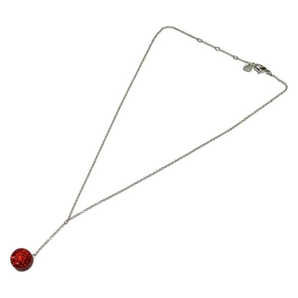 Auth SWAROVSKI - Red Silver Swarovski Crystal Hardware Necklace - Picture 2 of 4